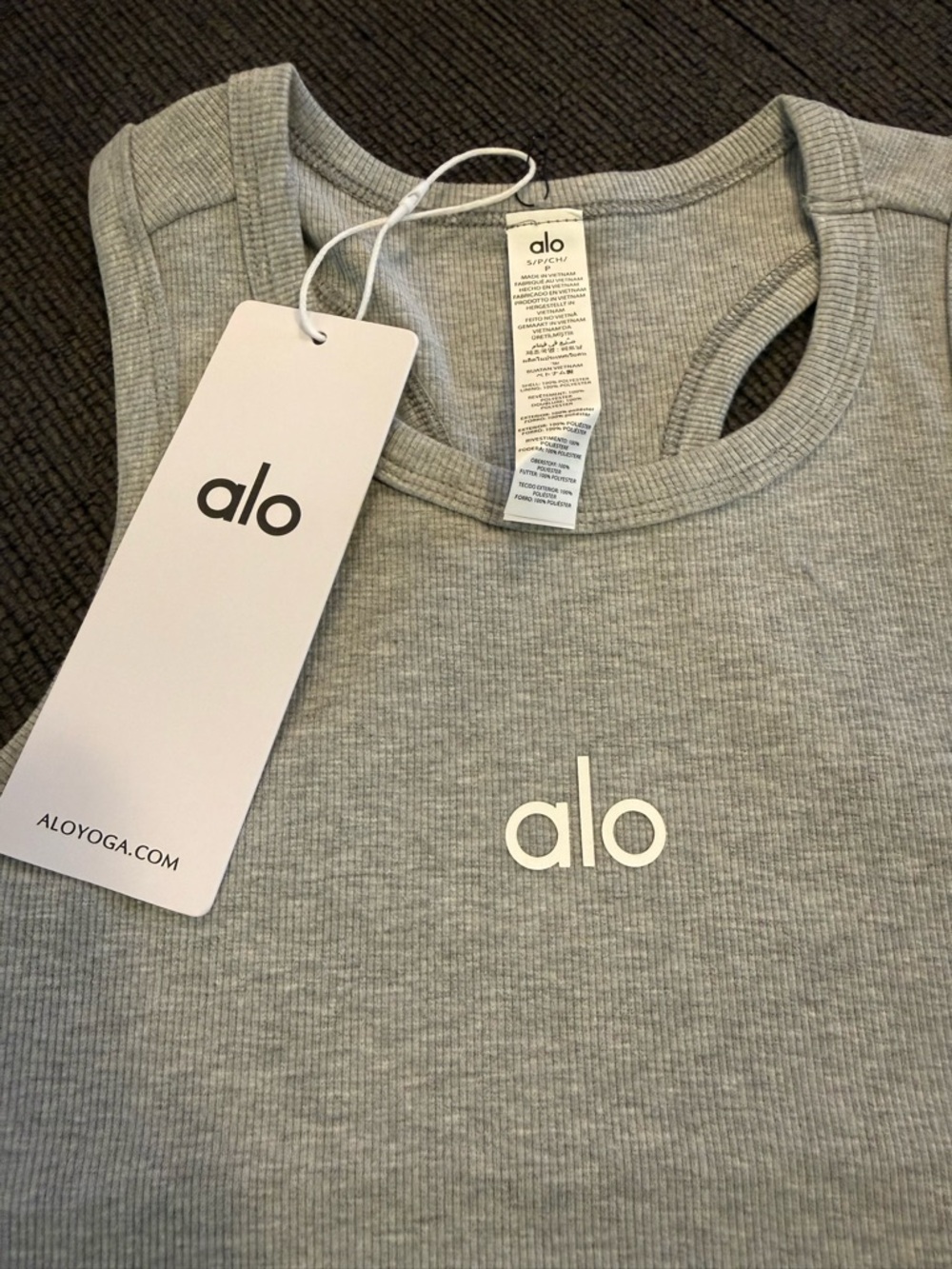 ALO Yoga Light Heather Gray Ribbed Cropped Tank NOT FOR SALE - Picture 4 of 5